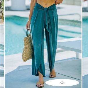 VICI Grenada Tie Front Modal Blend Pants - Teal